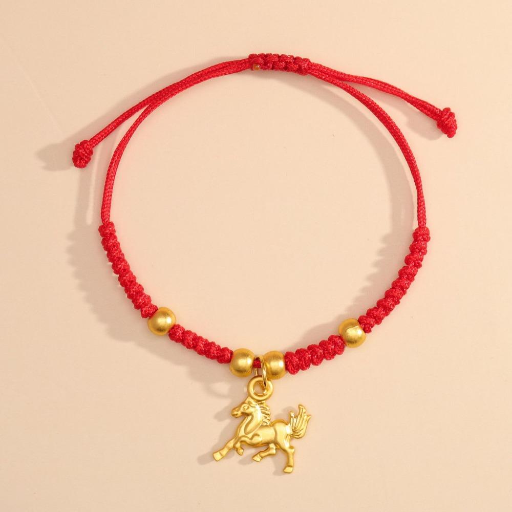 2026 Pferdejahr Pferdejahr Armband Tierkreisjahr Glücksarmband Glückliches Pony Rote Schnur Paar