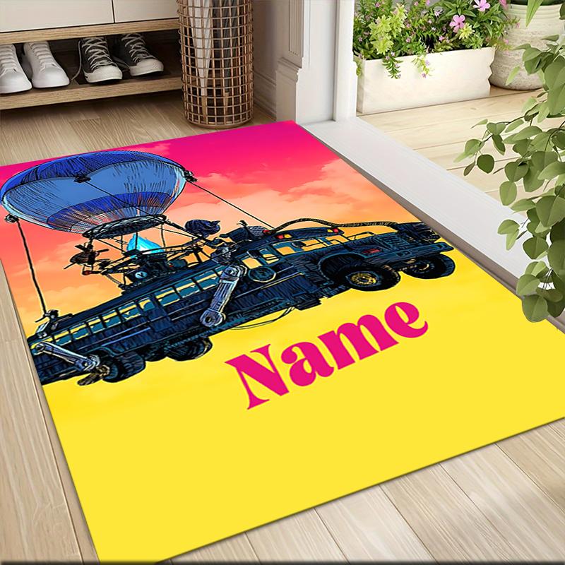 Custom Name Rainbow Fox Adventure Carpet Rug Customizable Soft Washable Anti-Slip Home Living Room Sofa Mats Personalized Rug. 0909161