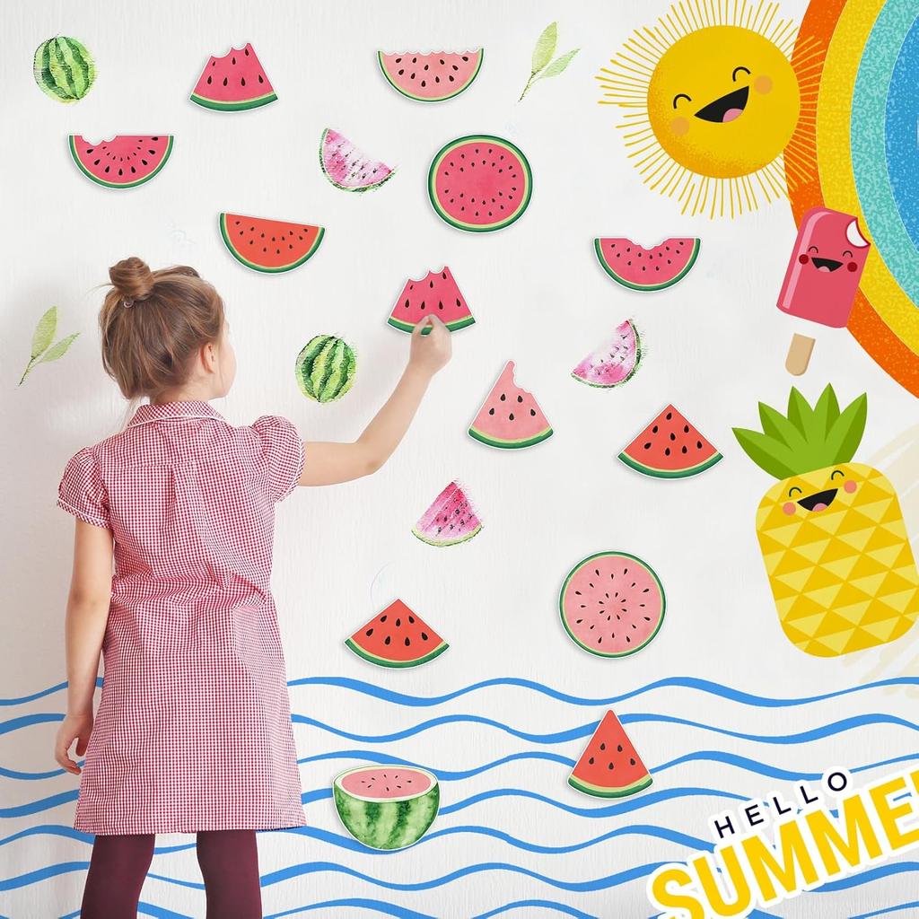Seajan 60 Pcs Watermelon Bulletin Board Cutouts Decorations Summer Watermelon Paper Cutouts Accents for Kids Home School Chalkboard Classroom Decor