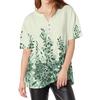 Women's Fashion Casual Hem Split Floral Print Short Sleeve Top