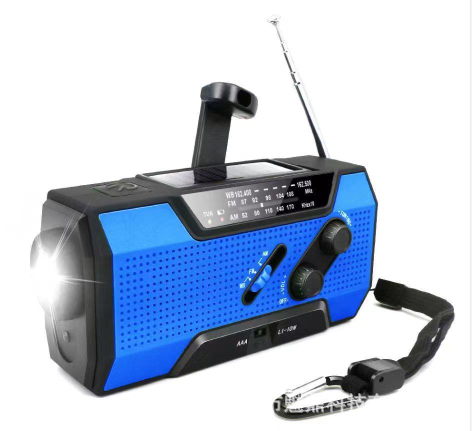 Radio de urgență multifuncțional solar cu manivelă, cu FM și lanternă