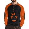 Halloween-Print - Herren Lockerer, Lässiger, Vielseitiger Rundhals Mehrfarbiger Pullover-Hoodie