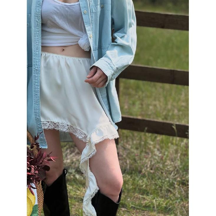 Fustă Albă Nouă din Dantelă Dantelă Florală High Street Fustă Midi Asimetrică Talie Înaltă Elegantă Fustă Mini de Damă Îmbrăcăminte Femei