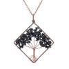 Hand-Wrapped Square Tree Of Life Necklace Natural Irregular Gravel Crystal Necklace N09