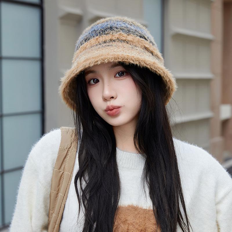 Fisherman Hat Women's Autumn and Winter Versatile Korean Style Basin Hat Warm and Fashionable Colorful Face Showing Small Bucket Hat