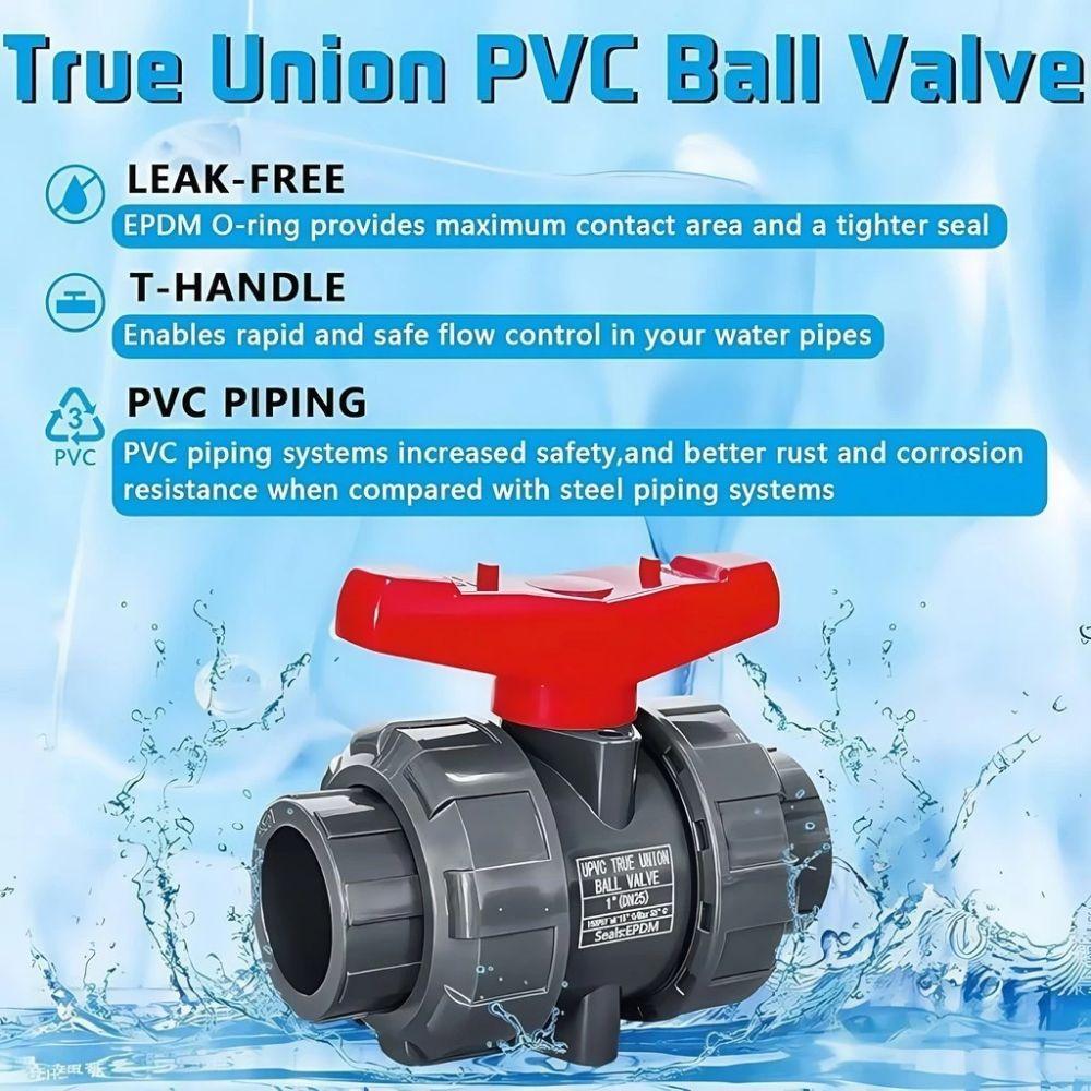 Plastic Double Way Ball Valve 50mm Water Pipe Fittings T-type PE Pipe Faucet Diverter  Lawn