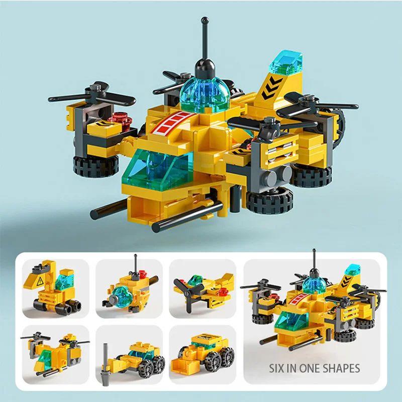 6-in-1 Micron Particle Fire Brigade Police Military Tank Building Block Children's Toy Assembly Children's Puzzle Toy