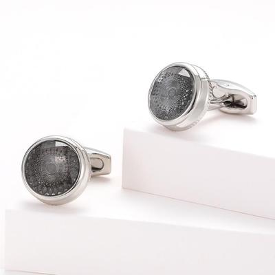 Men's Gray Pattern Silver Round Cufflinks XK22S018