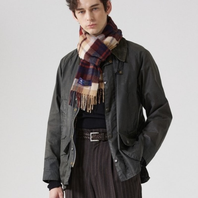 ABRAHAM MOON Merino Wool Muffler 25cm - Eldwick Navy Rust