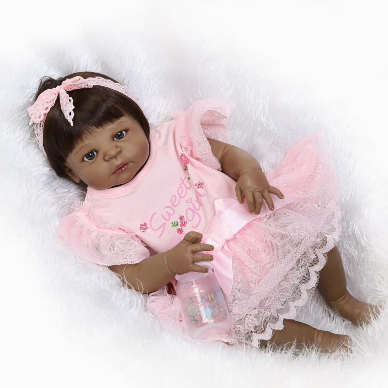 NPK Realistic Black Baby Silicone Role-Play Doll - Creative Gift 56 cm
