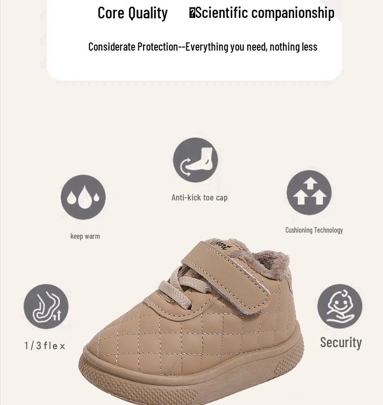 Children's Winter Fleece-Lined Snow Boots: Warm, Unisex, Cotton Shoes for Toddlers (1-6 Years)