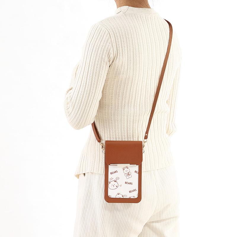 Touch Screen Mobile Phone Bag, Women'S Floral Printed Crossbody Bag, Fashionable Flip Bag