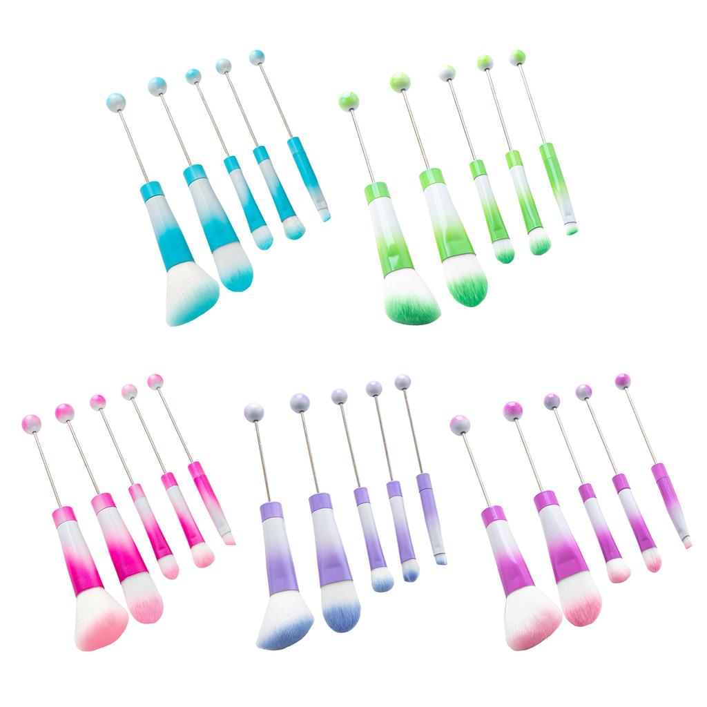Beaded Makeup Brush Set Metal Handle Makeup Brushes Eyeshadow Brush Blush Brush Beadable Makeup Brushes for Makeup