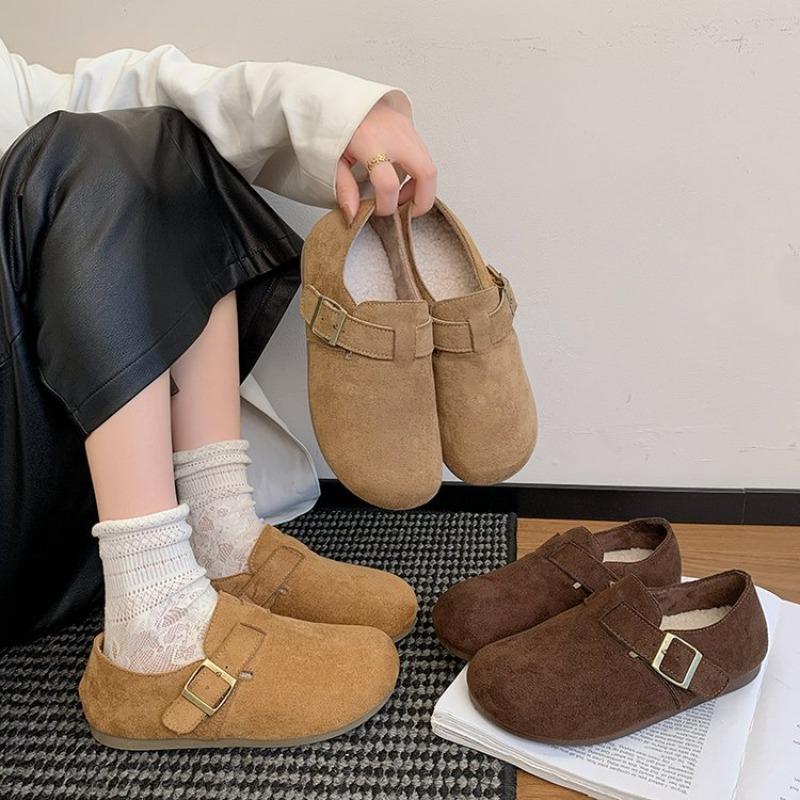 The New Style of Boken Cotton Shoes, One-step Woolen Shoes and Velvet Bean Shoes, Warm Women's Shoes