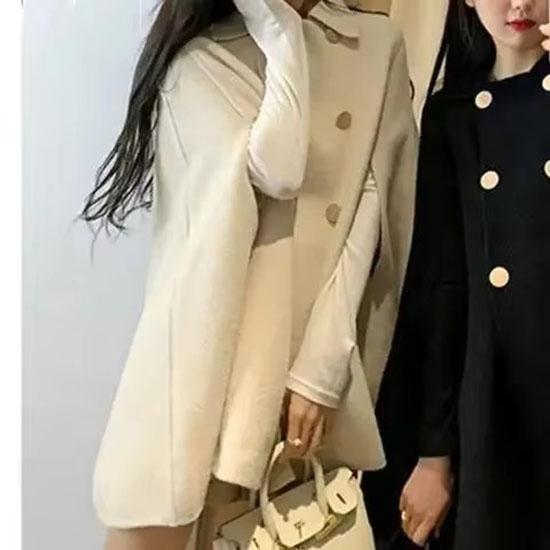 Women's Autumn Winter British Style Woolen Coat Loose Cowl Neck Wrap Shoulder Top Korean Version Casual Fashion Outerwear