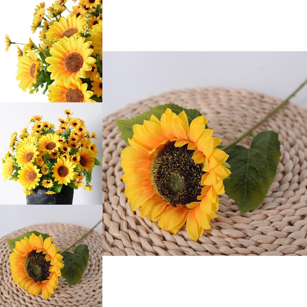 Sunflower Artificial Flowers For Home Decor And Photography Props With Silk Material