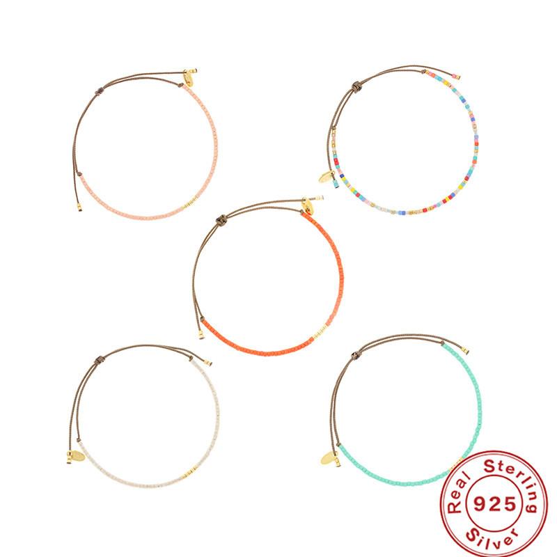 S925 Sterling Silver Beaded Bohemian Turquoise Mixed Color Xiaomi Beads Dopamine Bracelet Beach Bracelet