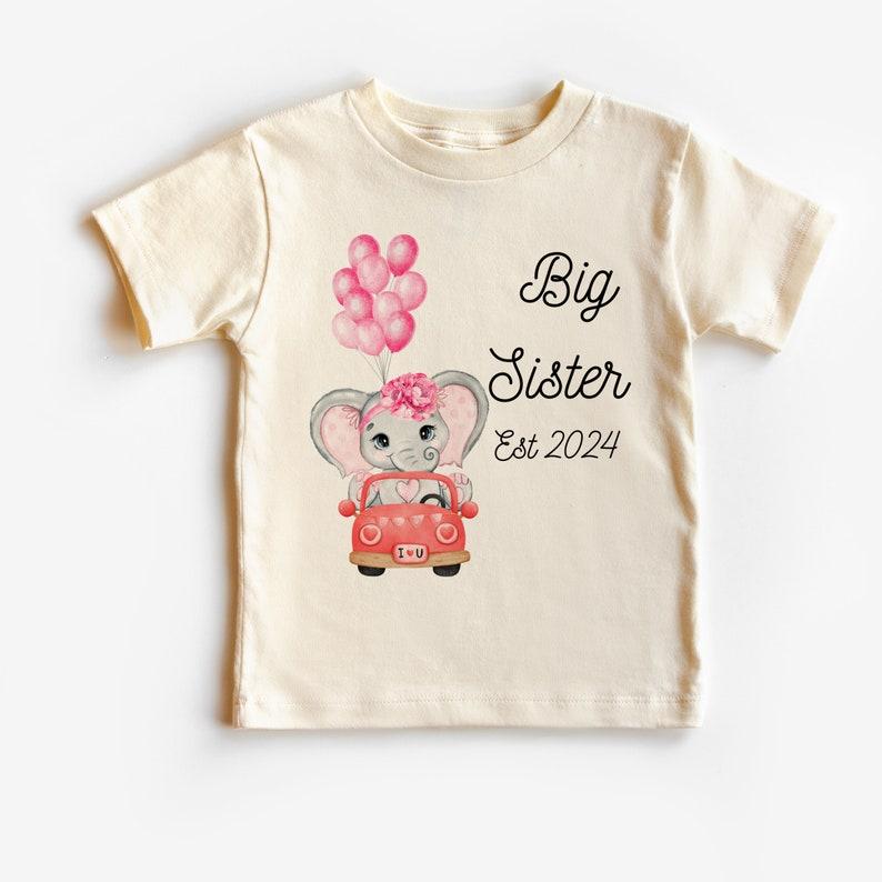 Baby Girl Elephant Shirt, Big Sister Shirt, Baby Balloon Cotton Blend Shirt, Big Sister T-Shirt, Personalized Shirt, surprise pregnancy tee 130