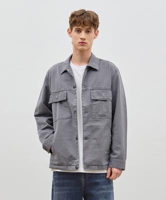 Ryul+Wai Denim Pigment Loose Safari Jacket Grey C5