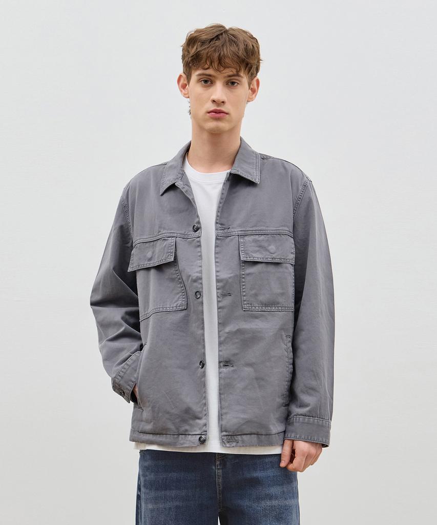 Ryul+Wai Denim Pigment Loose Safari Jacket Grey C5