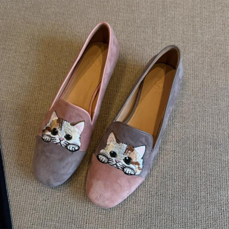 

Мода Роскошь Дизайнерская Мода Женские Ретро Котенок Плоские Одинарные Весенние Слипоны Фасоны Боба Удобная Обувь-Бобы Обувь с Кошачьим Круглым Носком 40