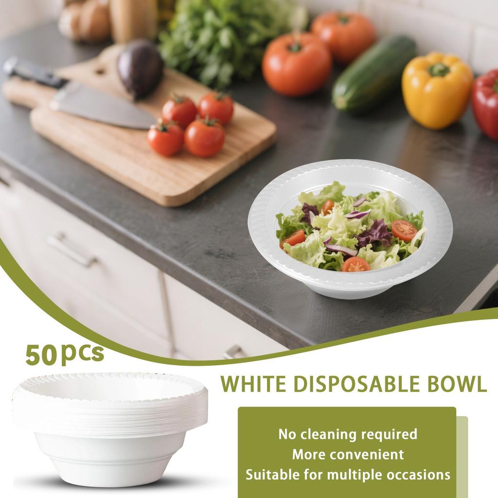 Disposable Soup Bowl,6inch Disposable Bowl, Round Bowl, Suitable For Parties And Outdoor Gatherings,50pcs