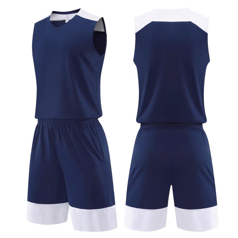 Kids Men Women Basketball Jersey Set Child Men Blank Basketball Uniforms V-Neck Training Vest Double Pocket Shorts Sports Suit