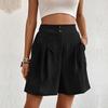 Pocket Solid Color High Waisted Shorts Pocket Pure Color High Waist Button Shorts
