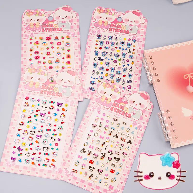 Luminous 5D Embossed Fluorescent Nail Art Stickers for Kids - Odorless Princess Design