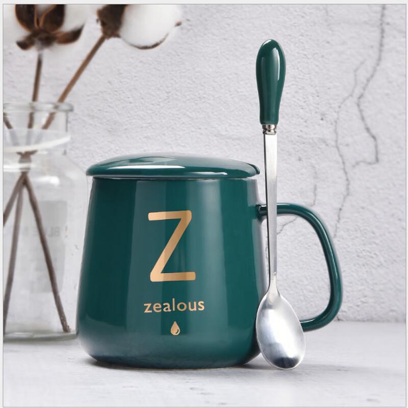 Creative Korean Ceramic Mug Set with Lid and Spoon
