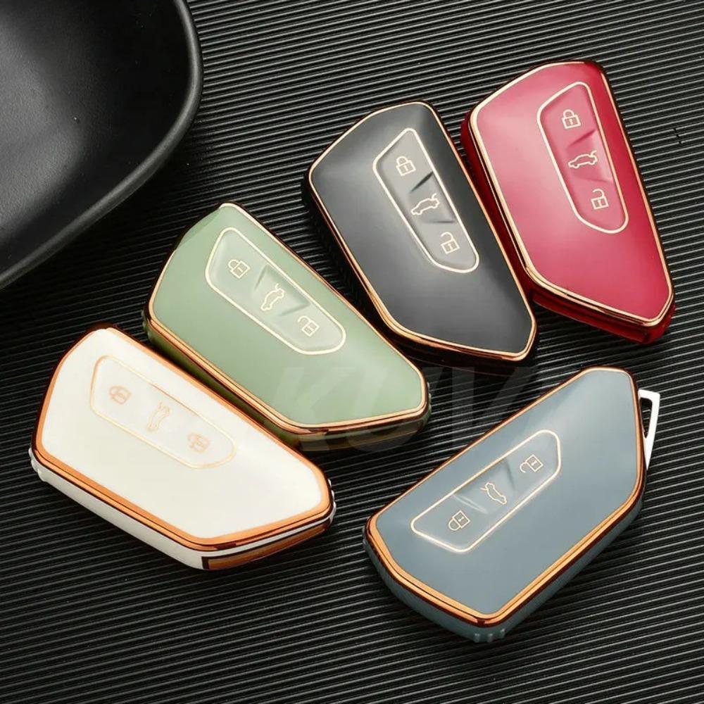 Capa Shell Fob para Chave Remota de Carro TPU da Moda para VW Volkswagen Golf 8 2020 Skoda Octavia A8 2021 SEAT Leon MK4 Acessórios