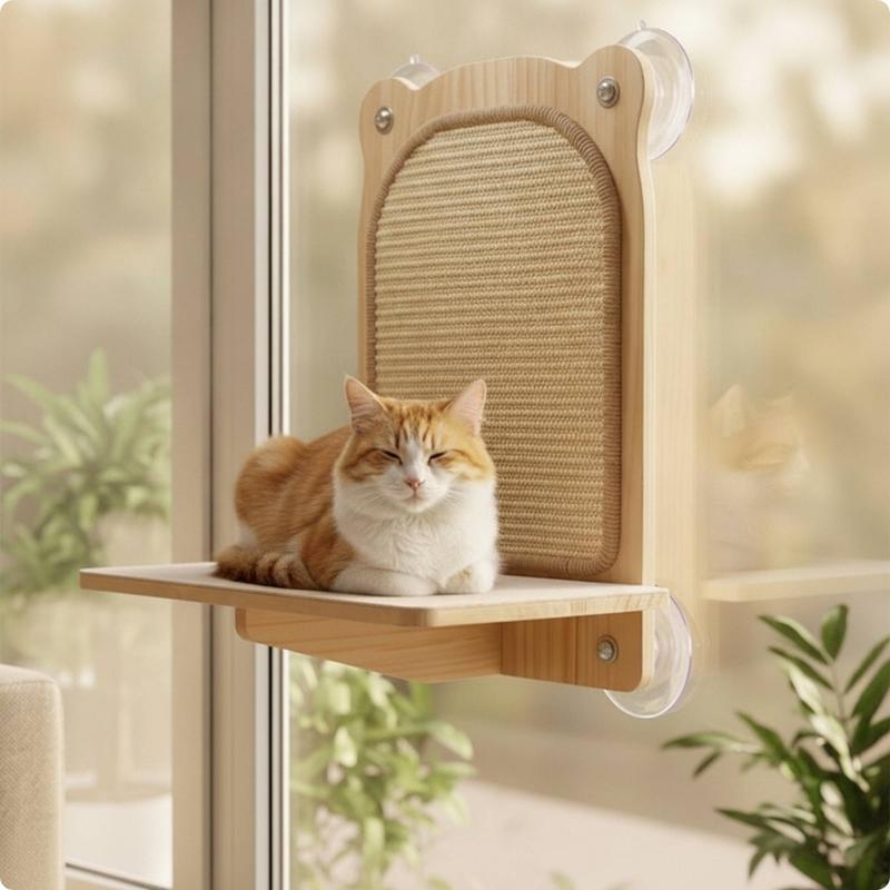 Cat Window Perch with Scratching Post Stable Window Cat Perch with Scratching Post Pet Furniture Long-Lasting Easy to Clean