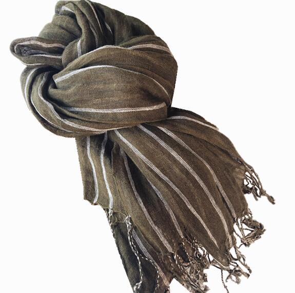 100% Linen Stripe Men/Women Winter Scarf  High Quality Hijab Fashion Foulard Shawls Scarves 60x180cm