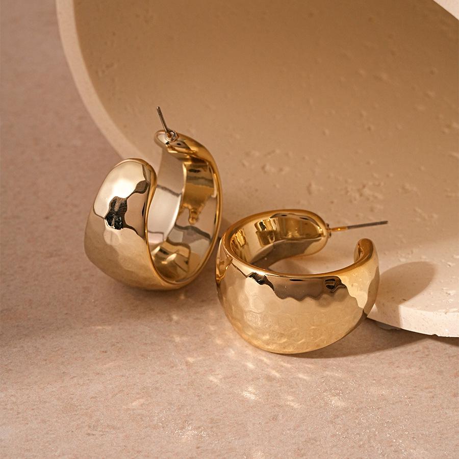 

Европейские и американские преувеличенные широкие серьги-гвоздики геометрической формы в виде буквы С из металла для женщин