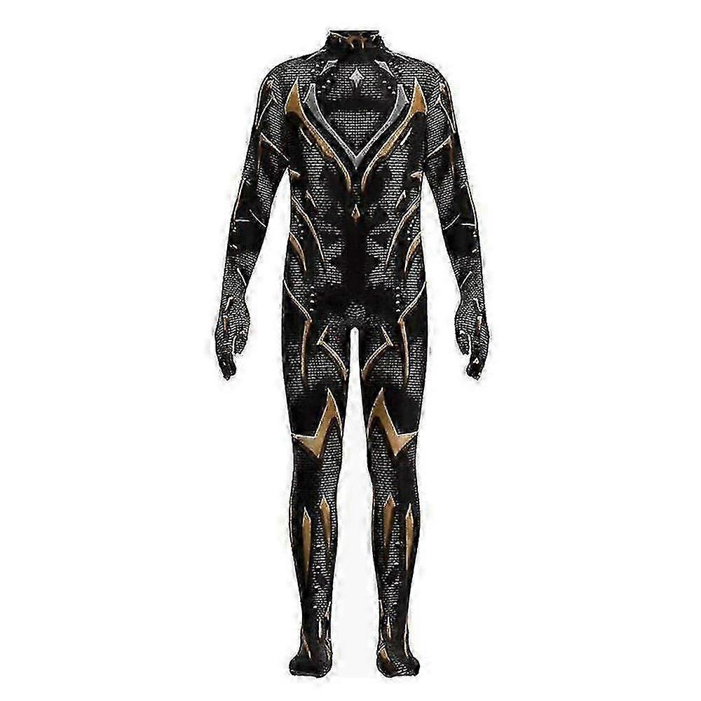 Black Panther Movie Cosplay Jumpsuit with Integrated Gloves for Halloween