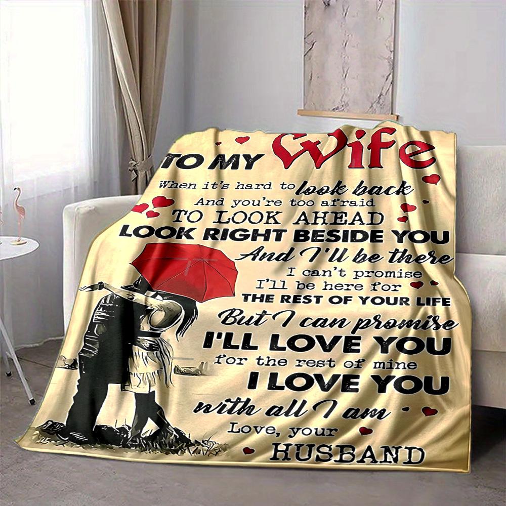 1pc Love Quotes for Wife Blanket - Perfect Gift for Birthdays, Christmas & Halloween- Soft, Warm & Versatile Yy250909132