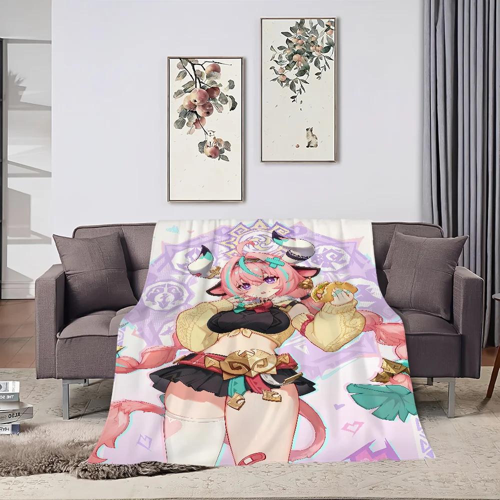 warm comfort soft Varesa plush blanket for sofa living room office NEW bedroom travel Genshin Impact gift single-sided printed