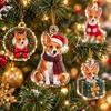 Charming Holiday Crafts Christmas Corgi Advent Calendar with 24 2D Flat Acrylic Dog Ornaments, Countdown Box Decorative Gift Cute Puppy Hanging
