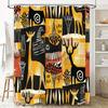 Stylish Animal Print Shower CurtainBlack Yellow Tribal Design for Bathroom Decorations Easy Install, Waterproof Fabric #Bathro