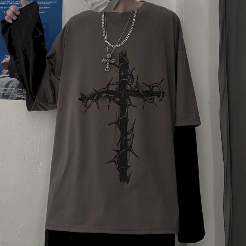 T-shirt da uomo Autunno Abbigliamento da uomo Anime Casual Manica Lunga Oversize Y2K T-shirt Harajuku Streetwear Academia Hip Hop Magliette