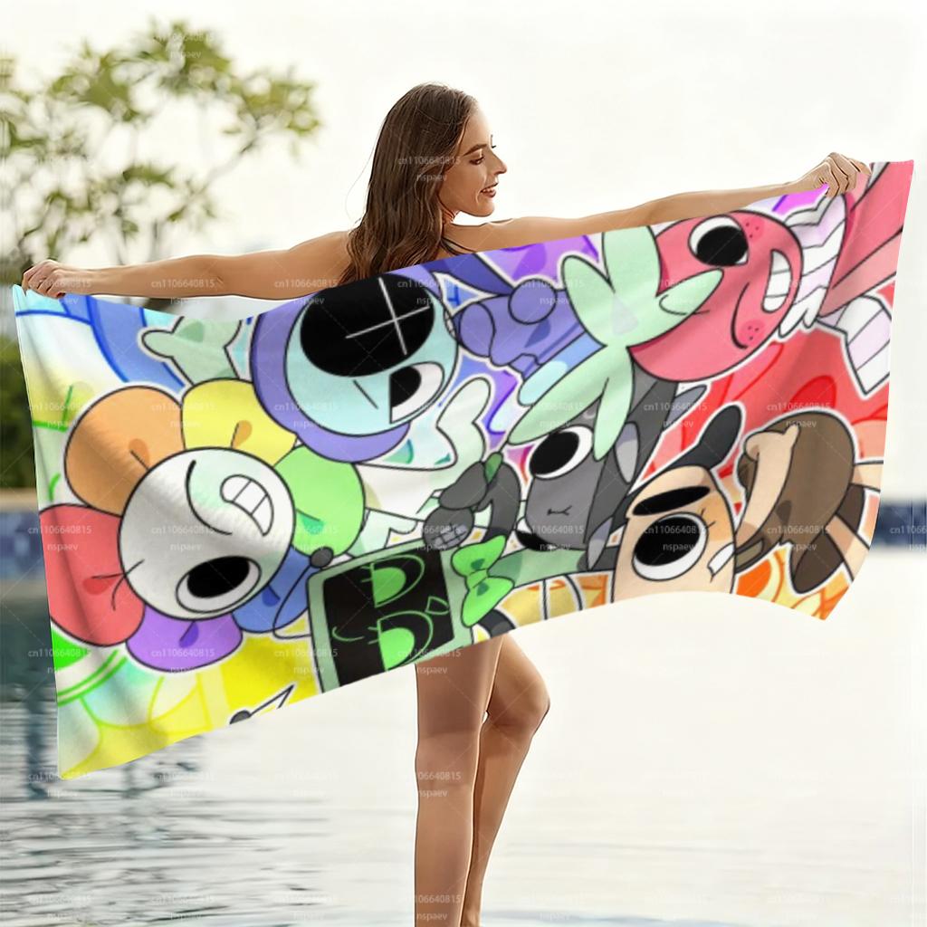 D-Dandy's World Beach Towel, Colorful Cartoon Print Bath Towel, Super Absorbent Microfiber for Swimming Pool Travel, Kids