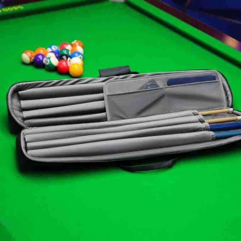 Portable Pool Cue Case Bag With PU Leather Cover Half-Size Storage Billiards Adjustable Padded Shoulder Strap Unisex