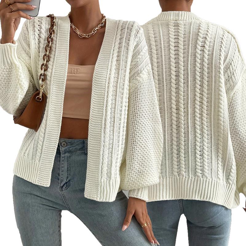 Autumn/Winter Women's Solid Color Batwing Sleeve Sweater Jacket