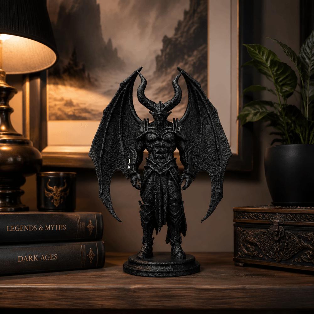 Halloween Demon Knight Figurine 3D Printed Desktop Ornament Black Demon Statue Table