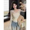 Elegant Lace Slim Fit Long Sleeve Women's Shirt with Waist-Cinching Bow - Spring/Summer Collection