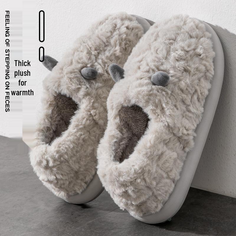 Women's and Men's Plush Non-Slip Indoor Cotton Slippers for Autumn/Winter