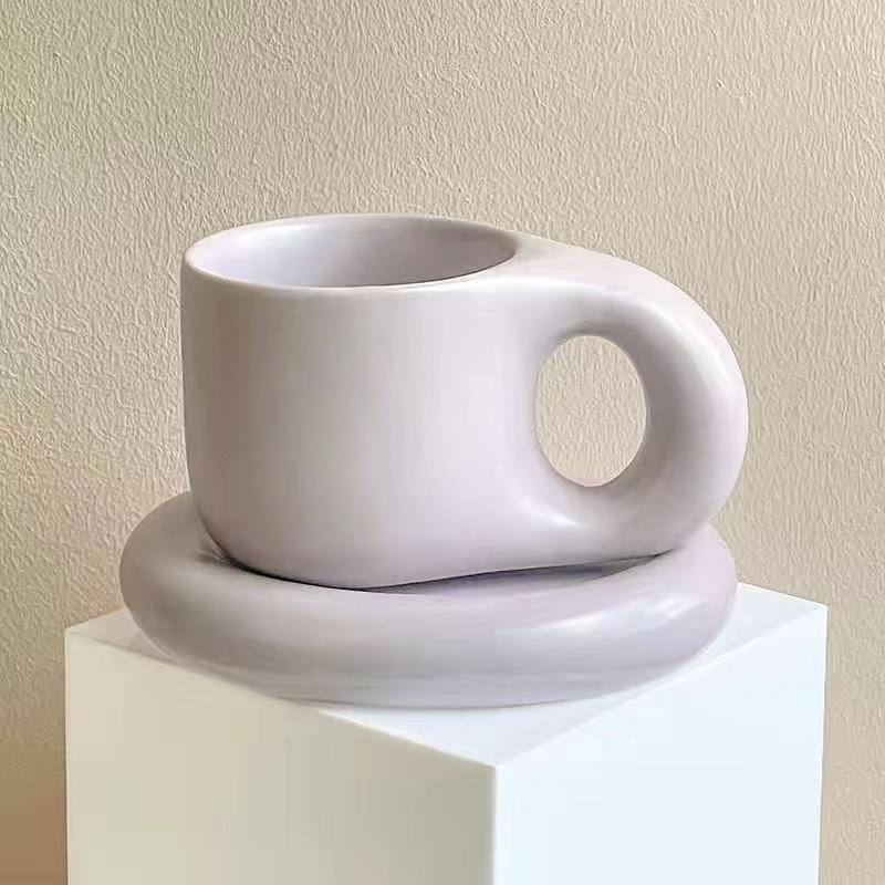 Splash Ink Floriddle Keramiktasse mit Untertasse, Kaffeetassen und Untertassen, Tasse für Home Office, Koreanische Tassen, 400ml