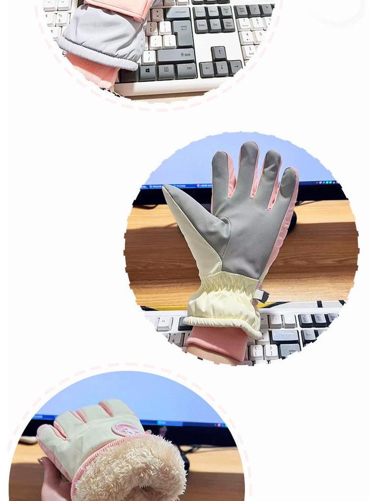 Women's Winter Ski Gloves: Warm, Thickened, Touchscreen-Compatible, Windproof, Water-Repellent, and Stylish Velvet-Lined for Outdoor Riding.