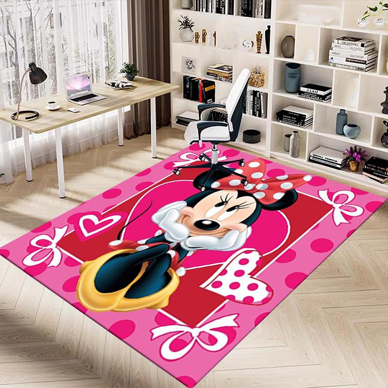 Cute Minnie Mouse Carpet for Playroom Bedroom Living Room Sofa Home Decor,kids Game Area Rug Non-slip Floor Mat