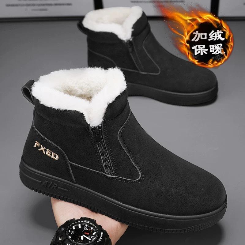 2025 New Winter Men's Boots Fashion High-top Cotton Shoes Plush Warm Fur Snow Boots Suede Casual Ankle Boots for Men Botas Hombre